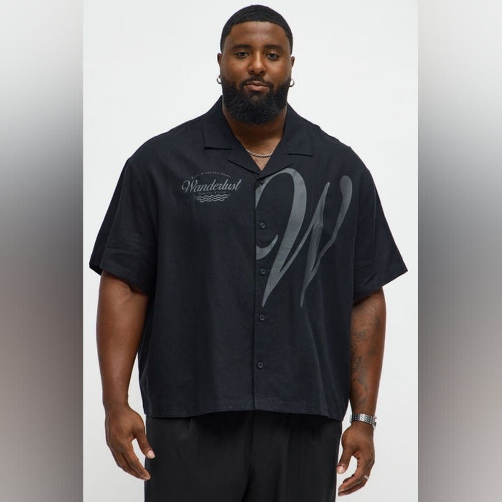 Wanderlust 🎁 Men's Black Casual Button Down Shirt
